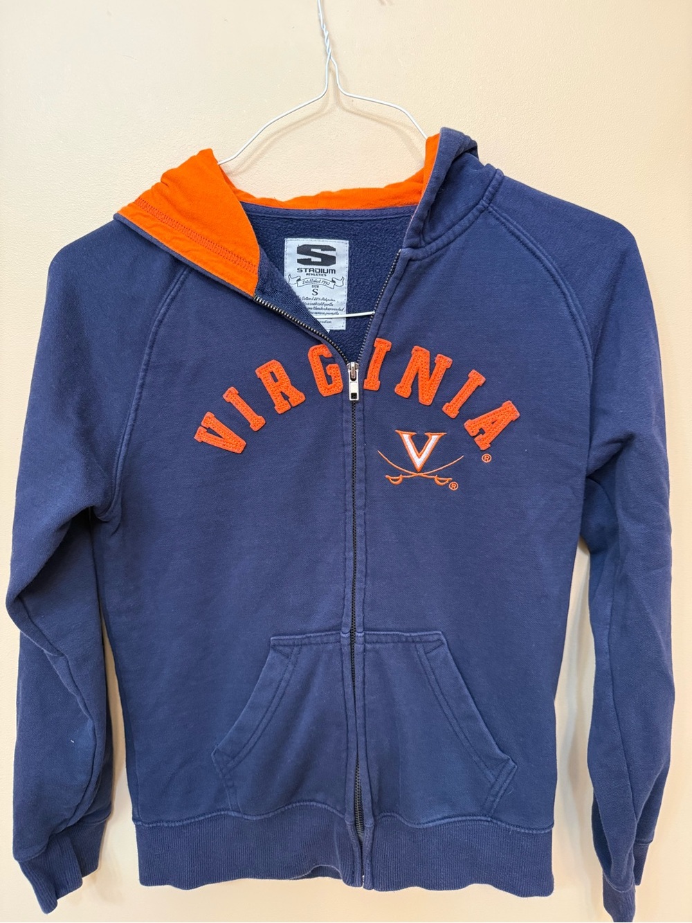 Stadium Athletics Virginia Full-Zip Hoodie in Navy & Orange